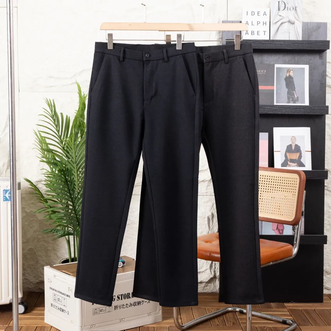 羊毛呢轻商务小直筒休闲长裤！