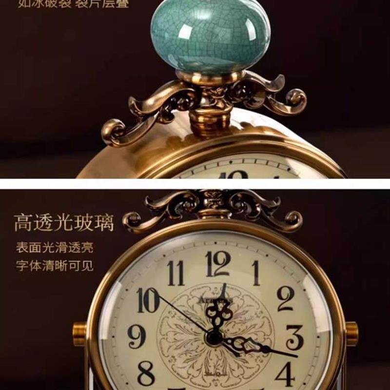 轻奢复古座钟客厅座钟台式桌面工艺时钟摆件装饰家用欧式石英钟表