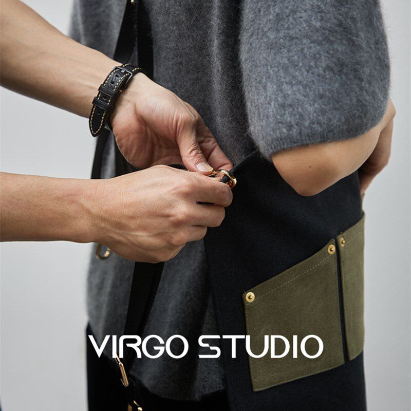 Virgos 拼色设计师高级感帆布咖啡店餐饮花艺烘焙集合店围裙定制