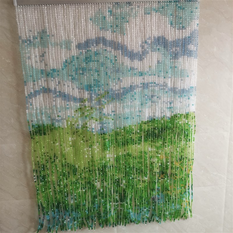 梵高麦田油画 画串珠珠帘波纹挂帘儿童房家用衣帽玄关隔断窗来图