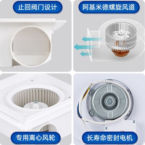 正野换气扇集成吊顶管道风机吸顶强力低噪高效天花板排气扇铝扣板