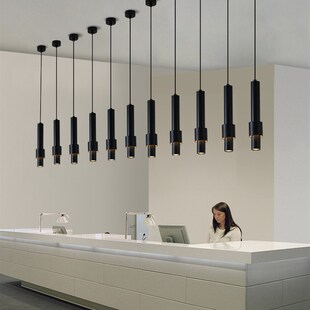 圆柱形长筒小吊灯卧室床头收银吧台前台餐桌led餐厅轨道吊线射灯