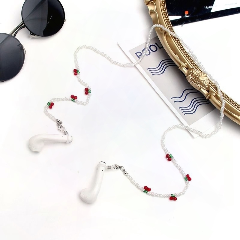 樱桃米珠手工串珠眼镜链女挂脖时尚潮款挂绳挂链子口罩链耳机链子