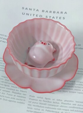 吐泡泡茶宠可爱小猪小肥猪汝窑茶杯主人杯陶瓷品茗个人杯生日礼物
