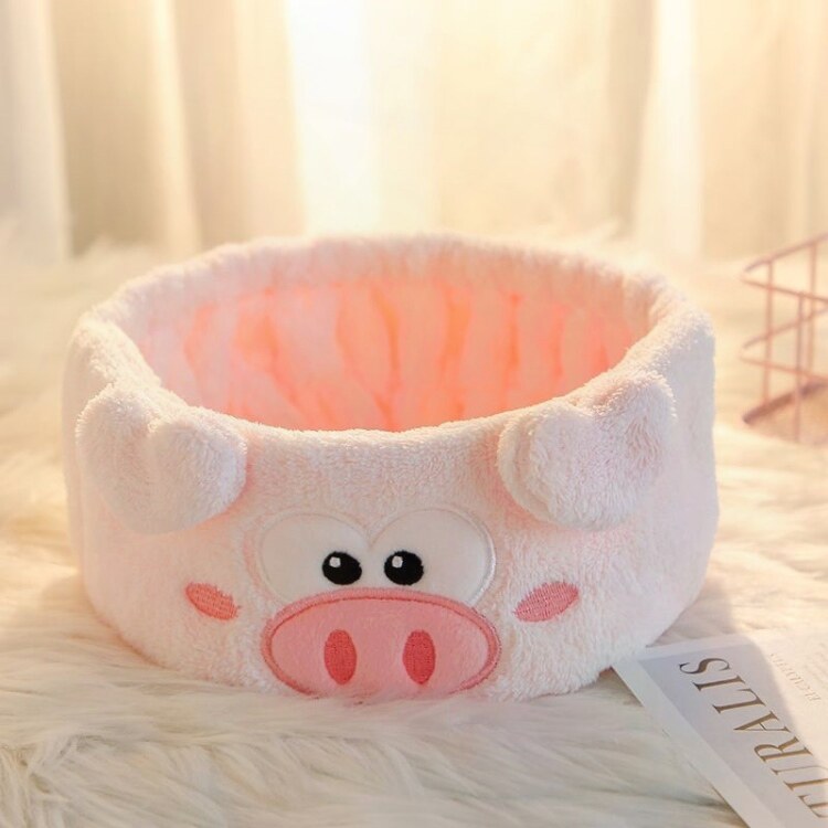 新款卡通动物小猪珊瑚绒束发带洗脸头饰发箍女敷面膜韩式可爱发带