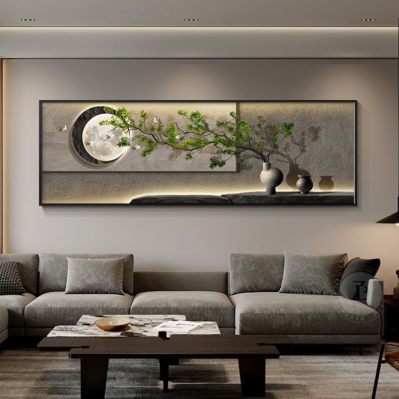 进口新品侘寂风沙发背景墙装饰画日式高级感客厅挂画卧室床头画茶图片