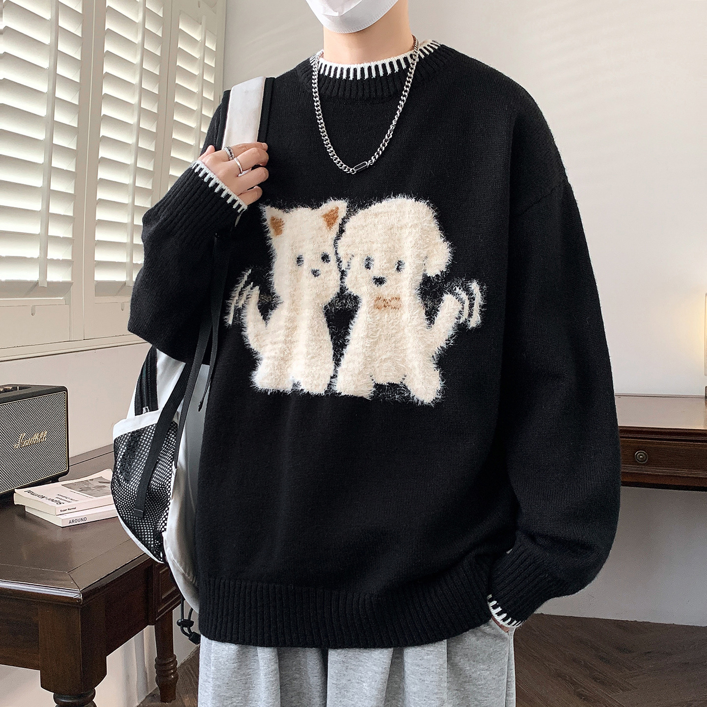 潮牌季加厚毛衣男孩初高中学生针织打底衫青少年大童保暖内搭线衣