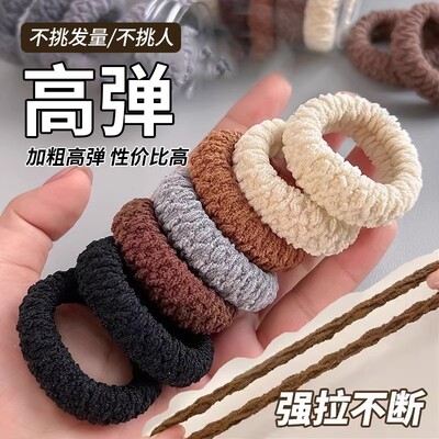 高弹力马尾发绳黑色加粗头绳发圈皮筋女扎头高颜值丸子头发饰头饰
