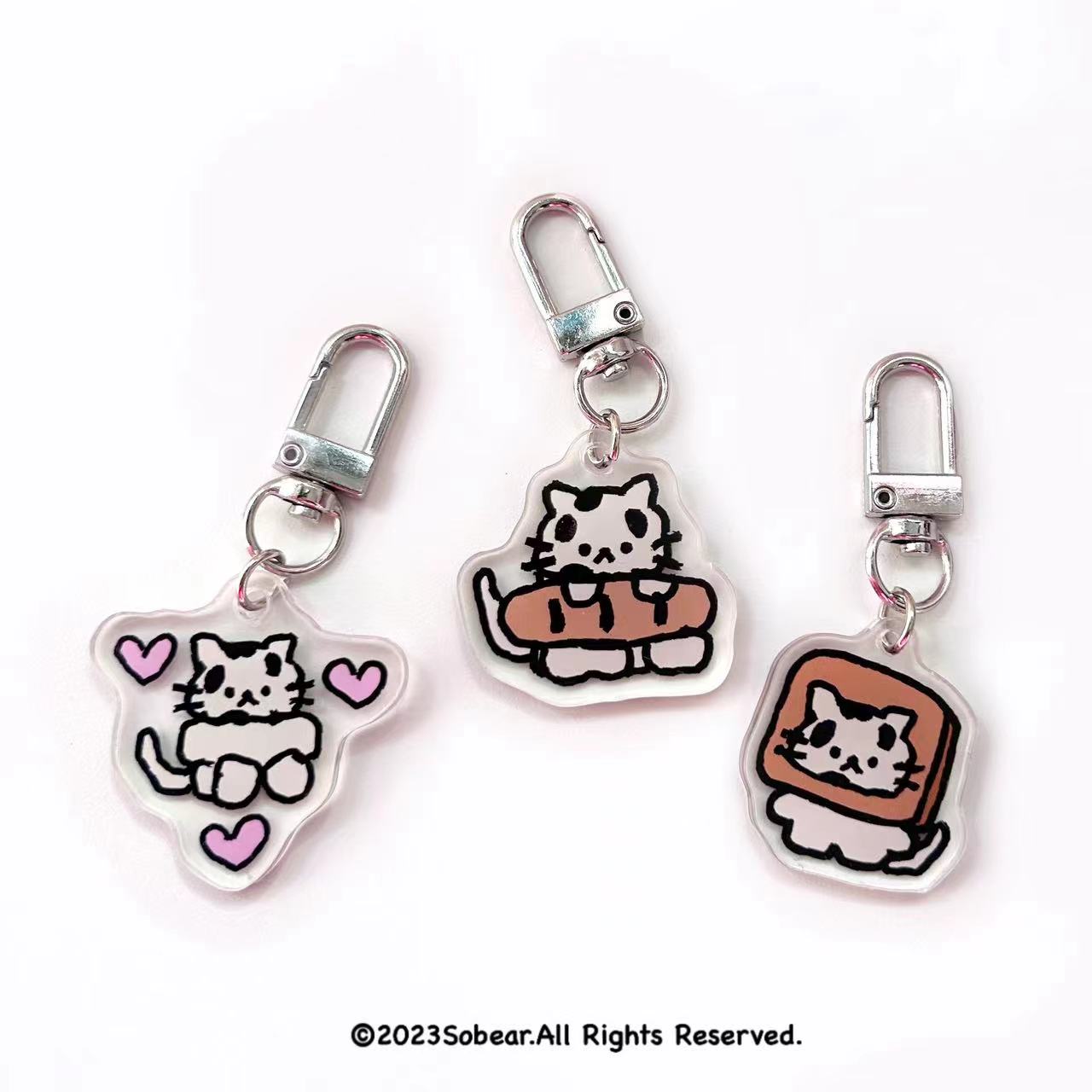 cowcat奶牛猫小猫挂件钥匙扣 原创挂饰可爱日韩包包挂饰u盘手绘风