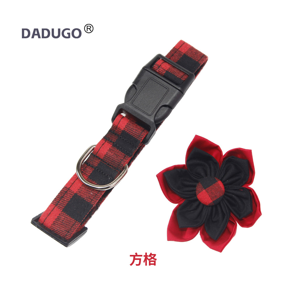 宠物项圈英伦格子蝴蝶结狗项圈可调节大中小型犬柯基拉布拉多外出