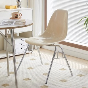 伊姆斯椅子网红铁艺靠背餐桌椅餐厅咖啡店可叠放椅餐椅家用感