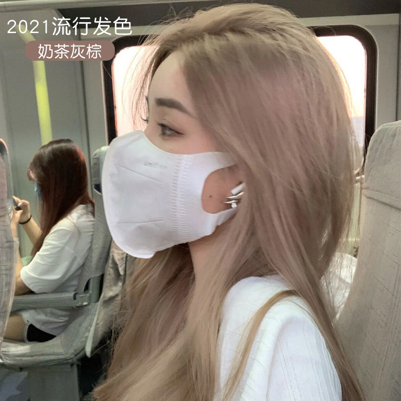 奶茶灰棕色染发剂植物纯自己在家染亚麻灰棕染发膏2021流行色显白