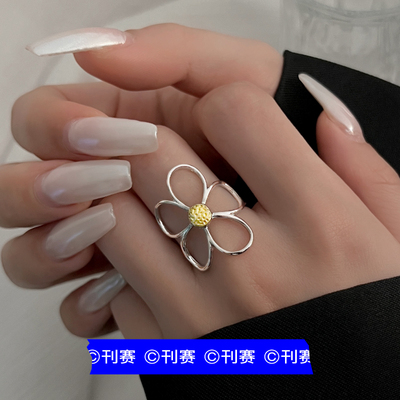 镂空花朵线条戒指小众设计