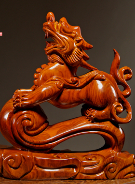 花梨实木雕刻如意貔貅摆件红木皮丘家居客厅公司装饰开业工艺礼品