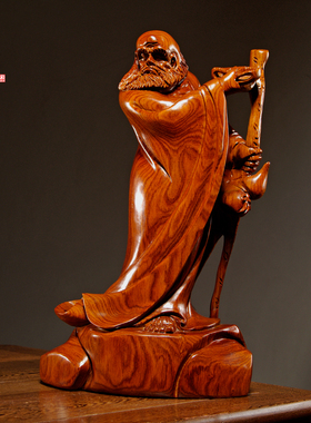 花梨木雕刻达摩祖师佛像摆件实木家居客厅玄关禅意装饰红木工艺品