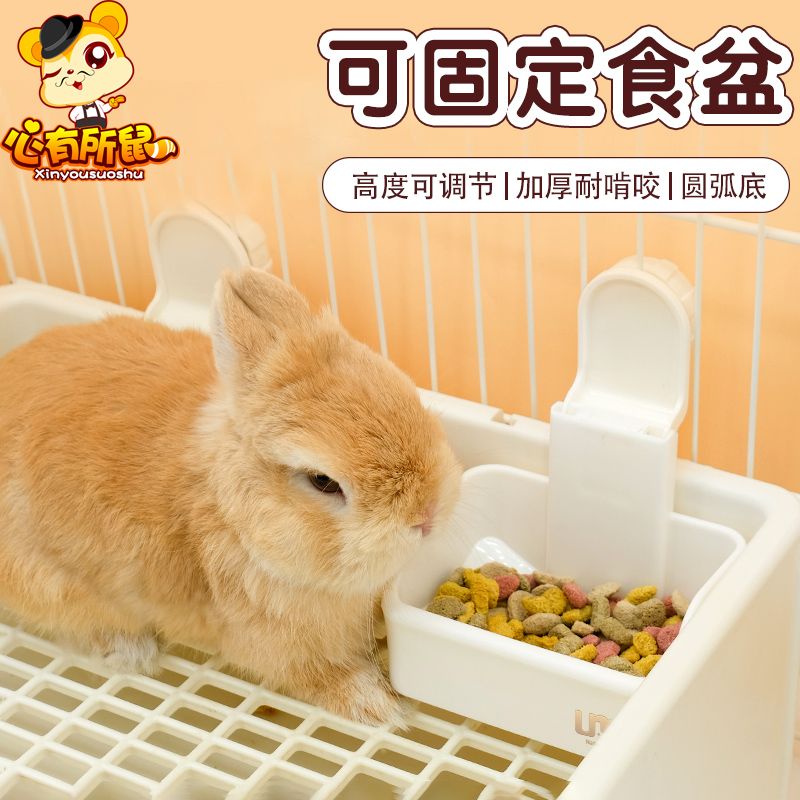 宠物兔子喂食器可固定食盆荷兰猪可挂式防扒防打翻食盒饭碗用品