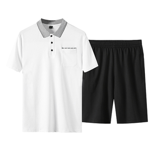 ZJ高档运动套装男POLO衫棉短袖t恤短裤休闲两件套男装潮牌帅气