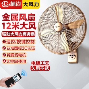 林边金属壁扇家用强力电风扇商用扇复古墙壁挂式风扇客厅摇头电风