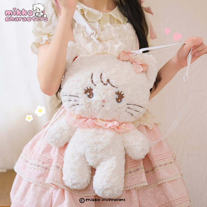 【小羊古力】正版Mikko小猫大脸包包毛绒玩偶双肩背包lolita书包
