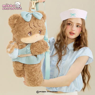 【小羊古力】正版Mikko小熊趴趴斜挎包毛绒玩偶双肩背包包lolita