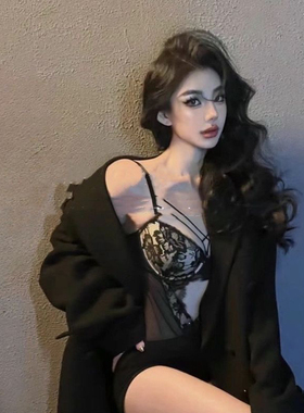 法式高级性感蕾丝内搭连体吊带背心大小胸钢圈聚拢显胸收腹塑身衣