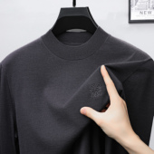 可机洗不起球 80支超细美丽诺精纺羊毛衫 男100纯羊毛半高领毛衣