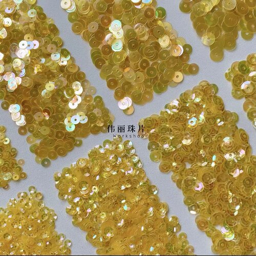 彩金黄色法式刺绣PVC珠片