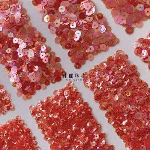 彩正红色法式刺绣PVC珠片