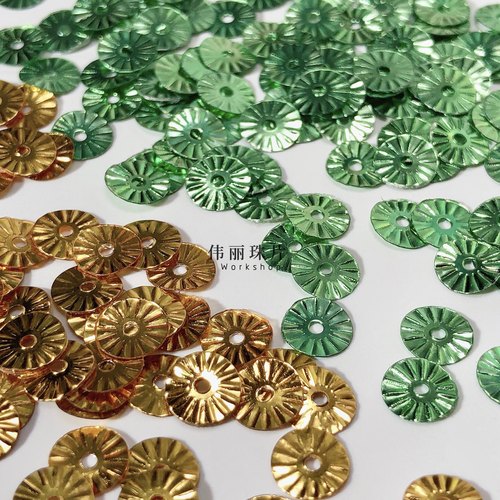 【6mm车轮片/太阳花】金属银底系列 PET 法式刺绣亮片austria珠片