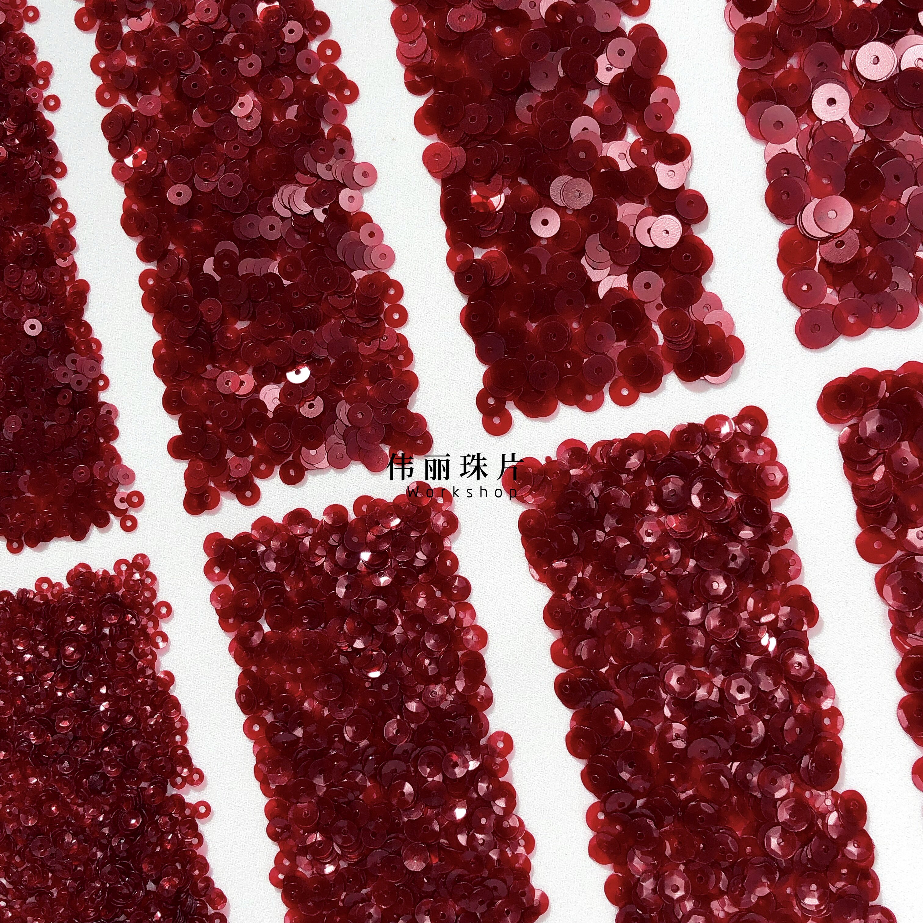 磨砂中红色亮片3/4/5/6mm系列【PL918】法式刺绣 辅料PET手缝珠片