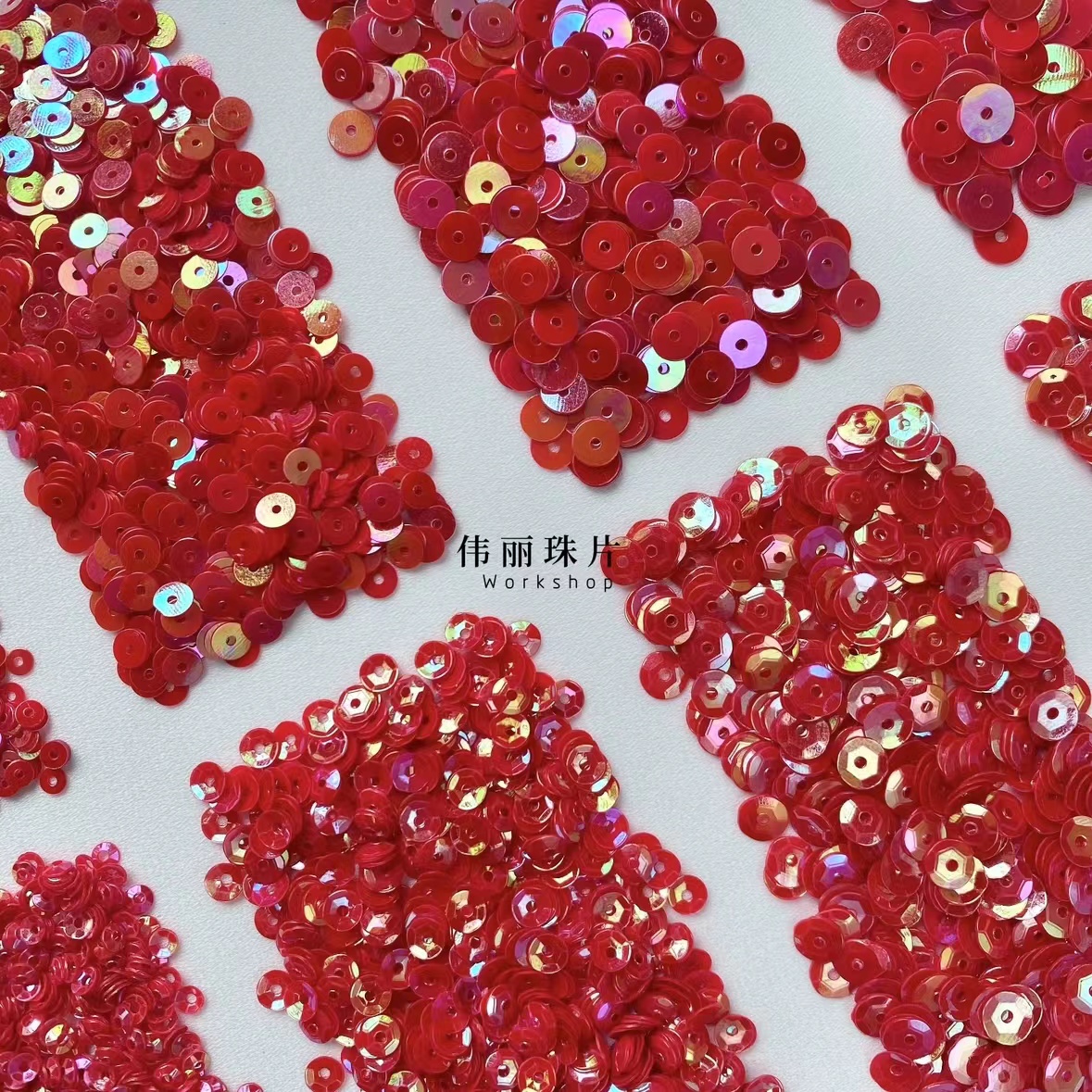 实色大红法式刺绣PVC珠片