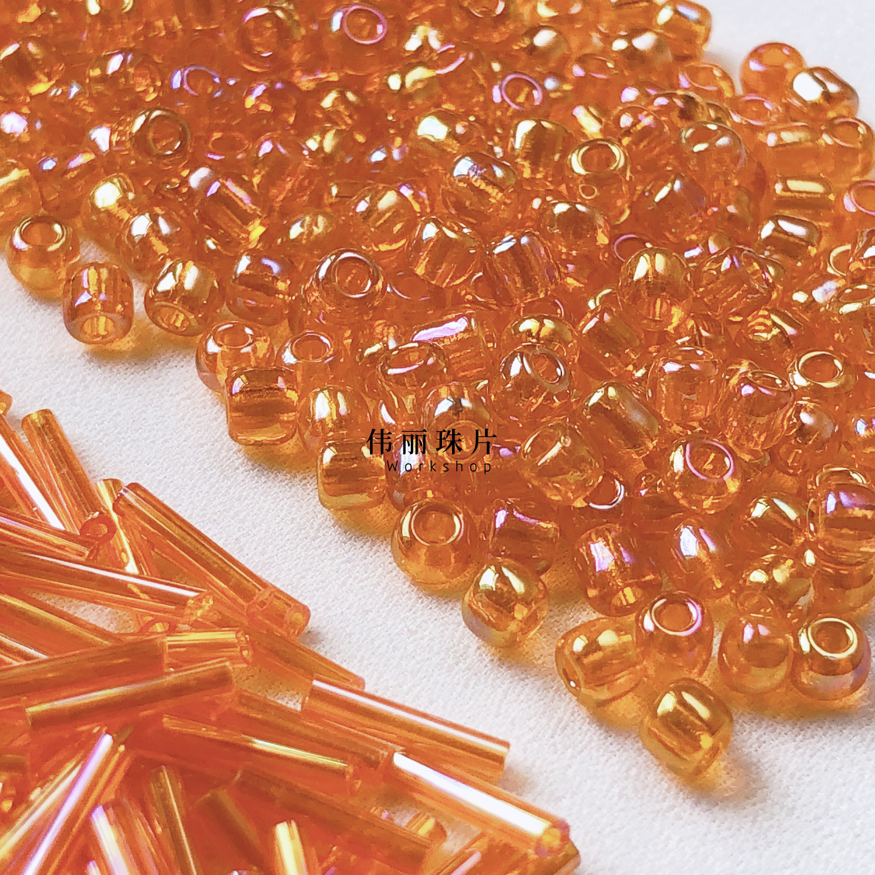 透明彩橘黄色米珠系列管珠 角珠散珠手工diy饰品手缝服装辅料材料