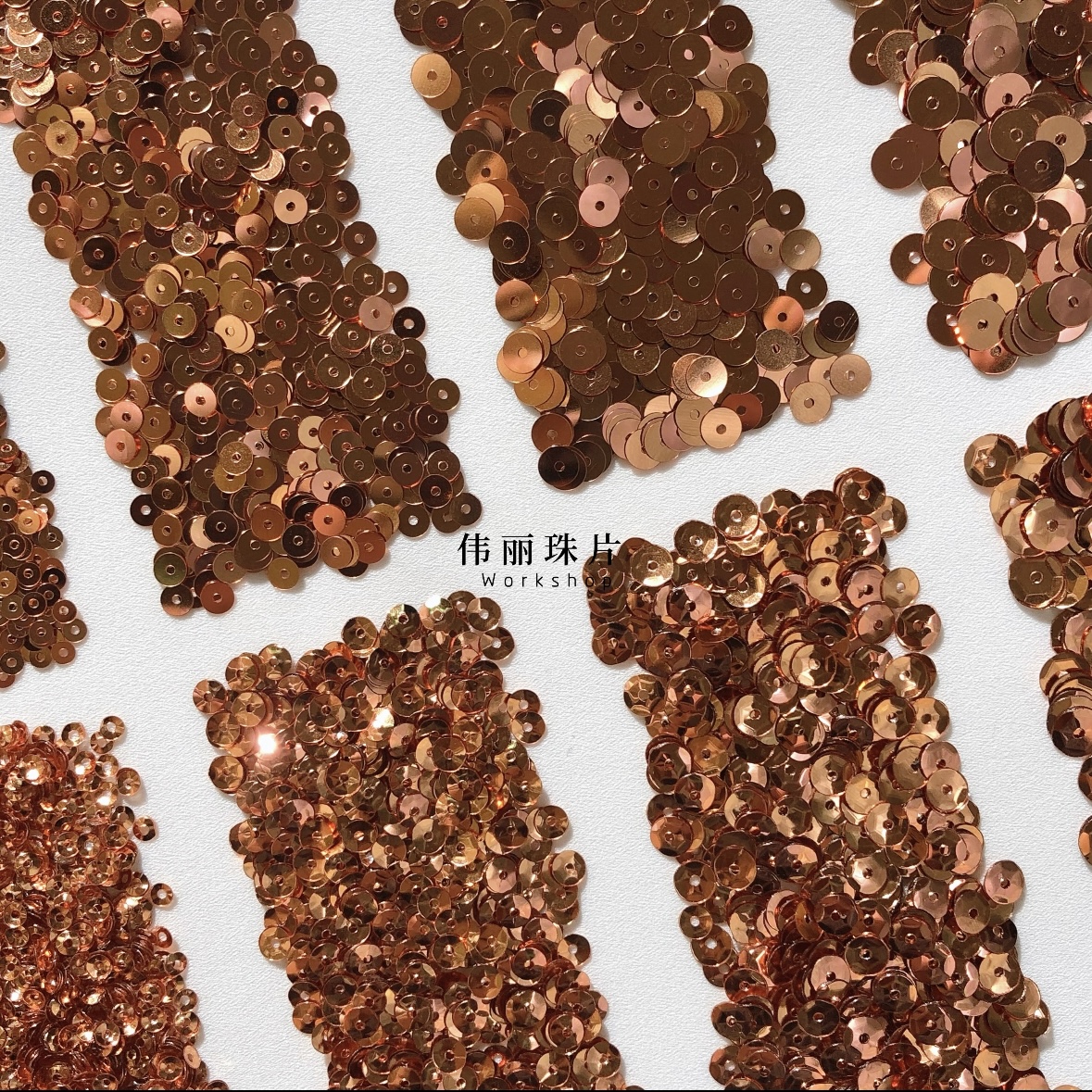 红古铜色3/4/5/6mm系列【PL9】法式刺绣婚纱服装辅料PET手缝珠片