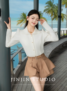 MD进进原创【职场千金】2026春款显瘦百搭长袖时尚欧若风上衣衬衫