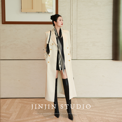 时尚气质百搭长款西装风衣外套