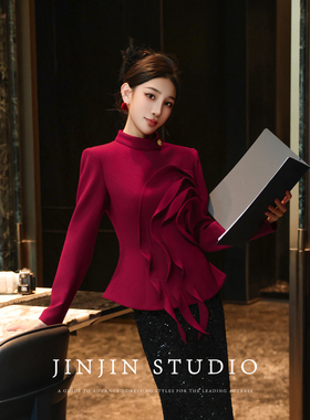 MD进进原创【娇艳绽放】2025秋冬百搭时尚洋气立领显瘦厚款上衣