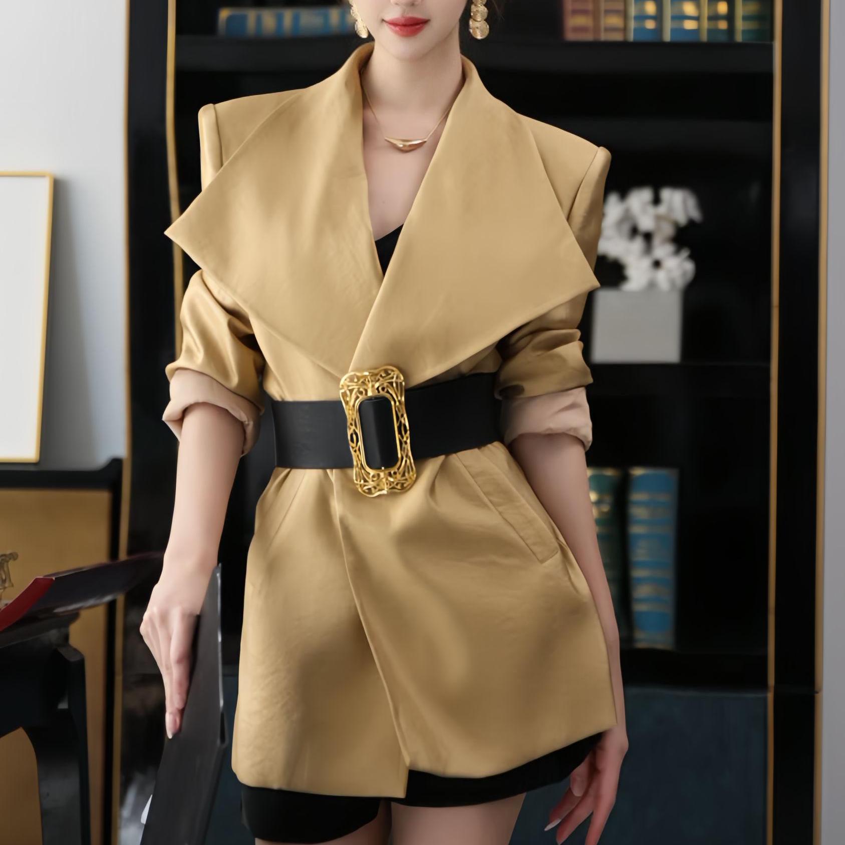 大翻领设计师时尚西装百搭外套