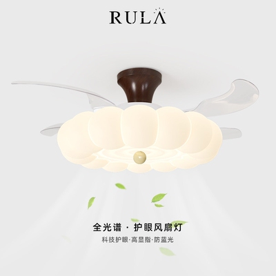 静音风扇灯卧室吸顶灯中古奶油风