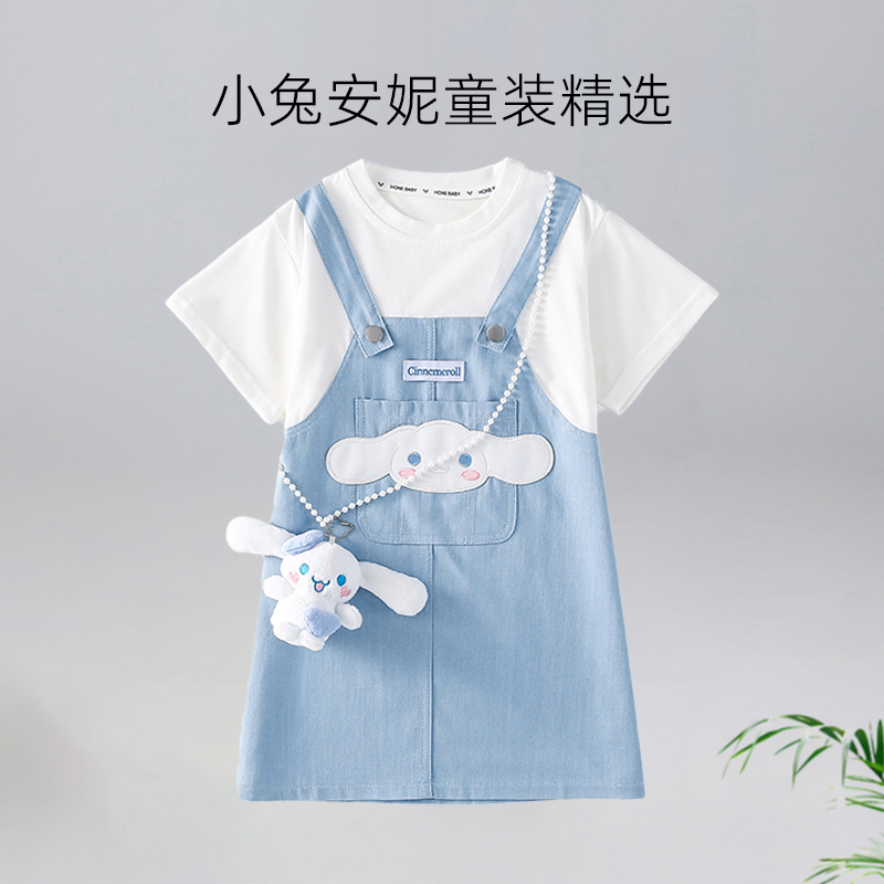 女童连衣裙夏季高级感白色假两件