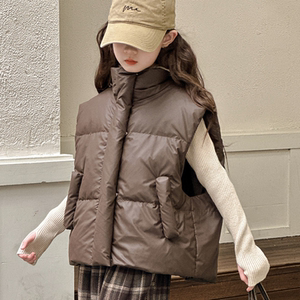 女童羽绒服马甲秋冬2024新款儿童小羊皮外套女生洋气休闲韩版上衣