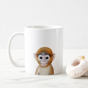 可愛個性 yeap 動物陶瓷耐高溫十二生肖猴子屬相牛奶馬克杯monkey