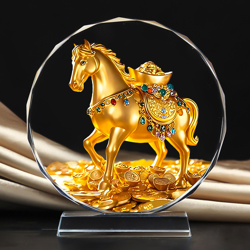 生肖马招财马上有钱马年水晶摆件桌面装饰办公室风水摆件乔迁送礼,家居饰品,桌面摆件,淘宝优惠券,粉丝福利购,淘宝优惠卷