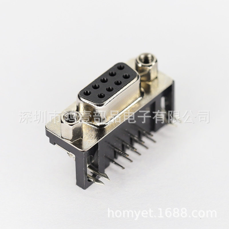 鸿壹部品 DB9-HDR-F DB9黑胶插件 9P-DSUB卧式插件母座连接器端子