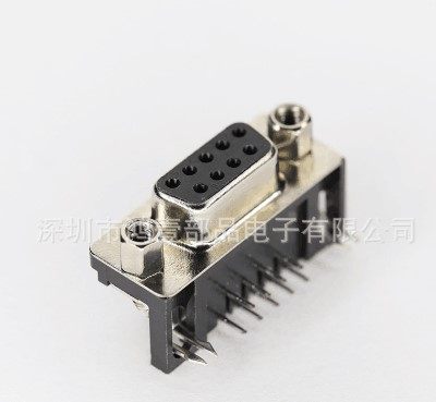 鸿壹部品 DB9-HDR-F DB9母座黑胶插件 9P插件DSUB卧式插件母座