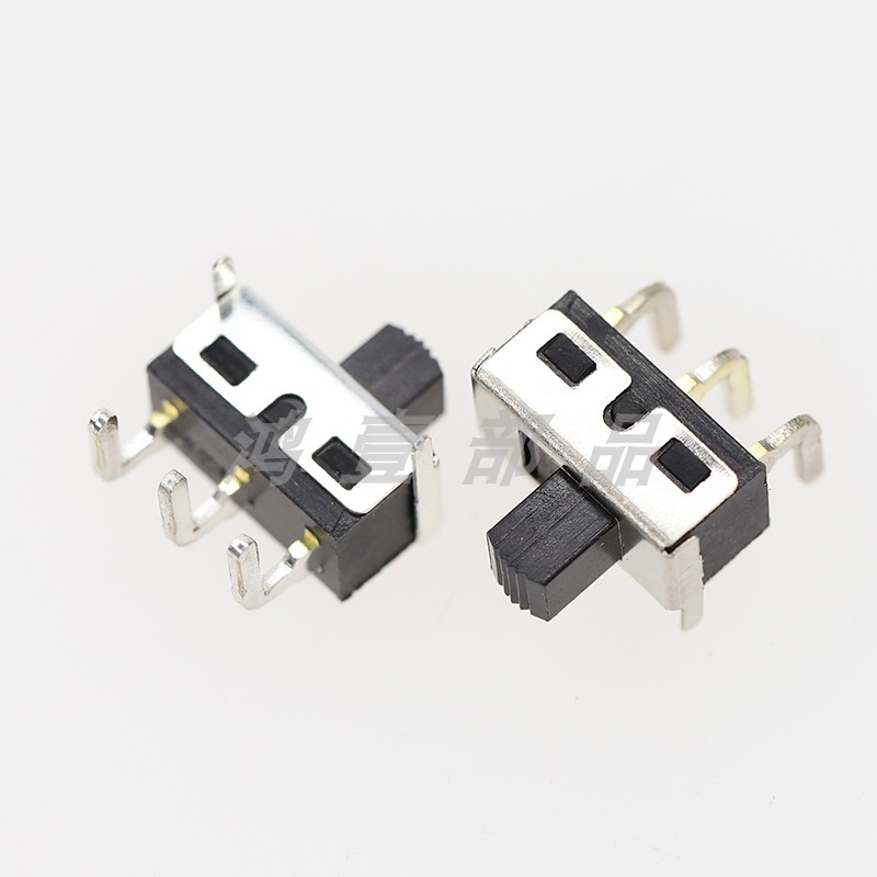 3脚插件卧式带定位拨动开关 侧拨2A大电流2档拨动开关