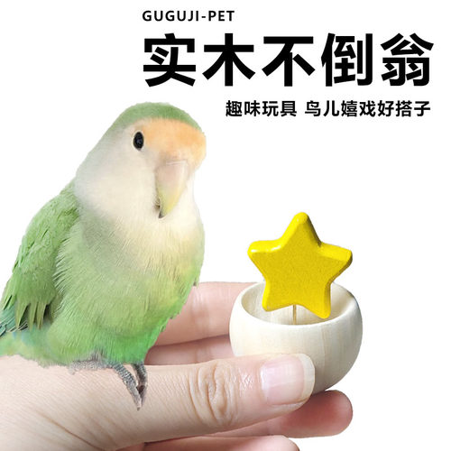 鹦鹉不倒翁实木鸟玩具