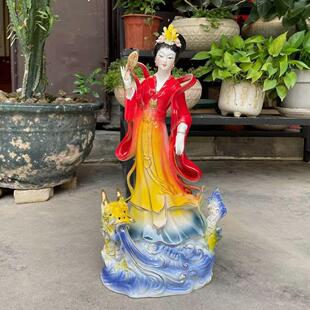 小龙女陶瓷神像18寸佛像摆件居家供奉龙王之女龙女神像女神位像体