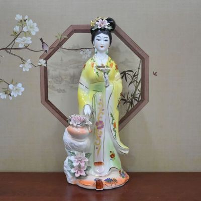 陶瓷彩绘七仙女神像体家用供奉保家姑娘九公主仙女花仙子佛像摆件
