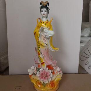 陶瓷嫦娥仙子神像飞天嫦娥奔月玉兔仙女佛像居家供奉客厅摆件塑像
