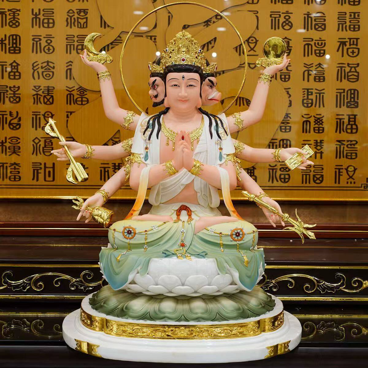 斗君母元神像汉白玉众星之母彩绘南斗北斗星九皇之母家居供奉摆件